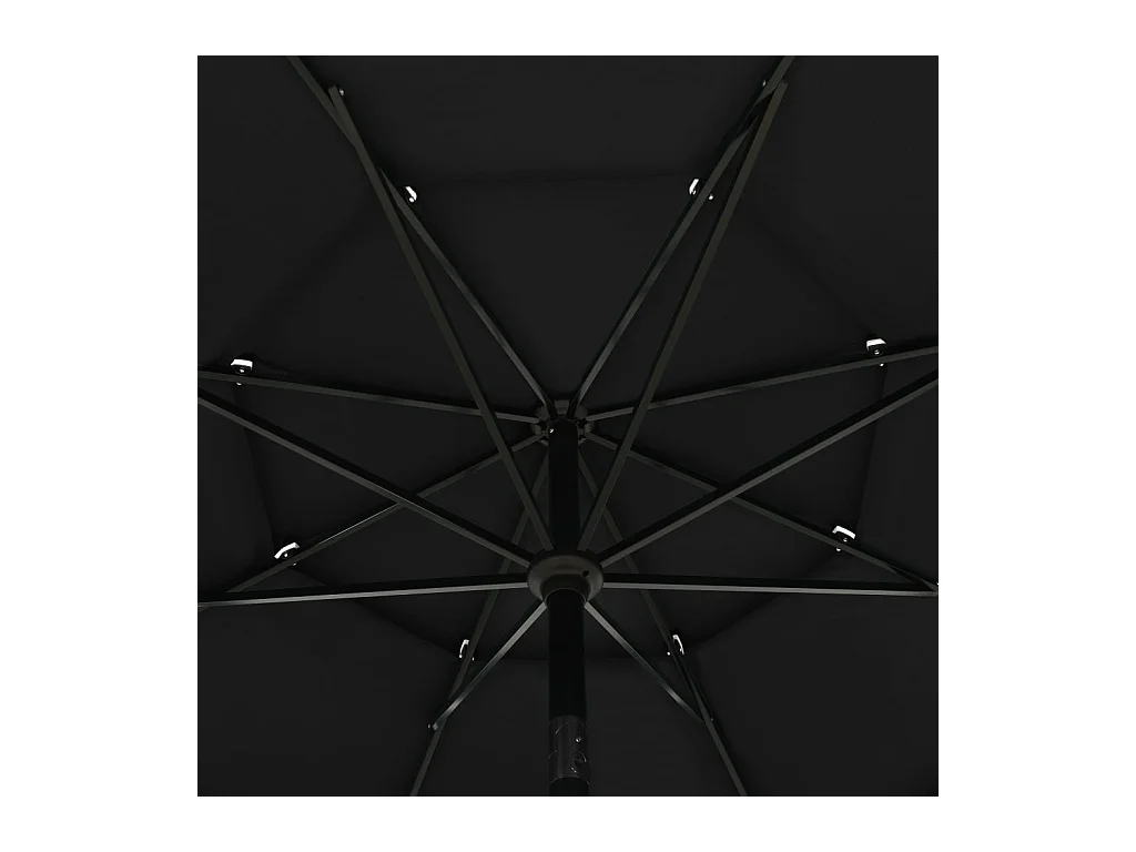 Parasol à 3 niveaux avec mât en aluminium Noir 3,5 m