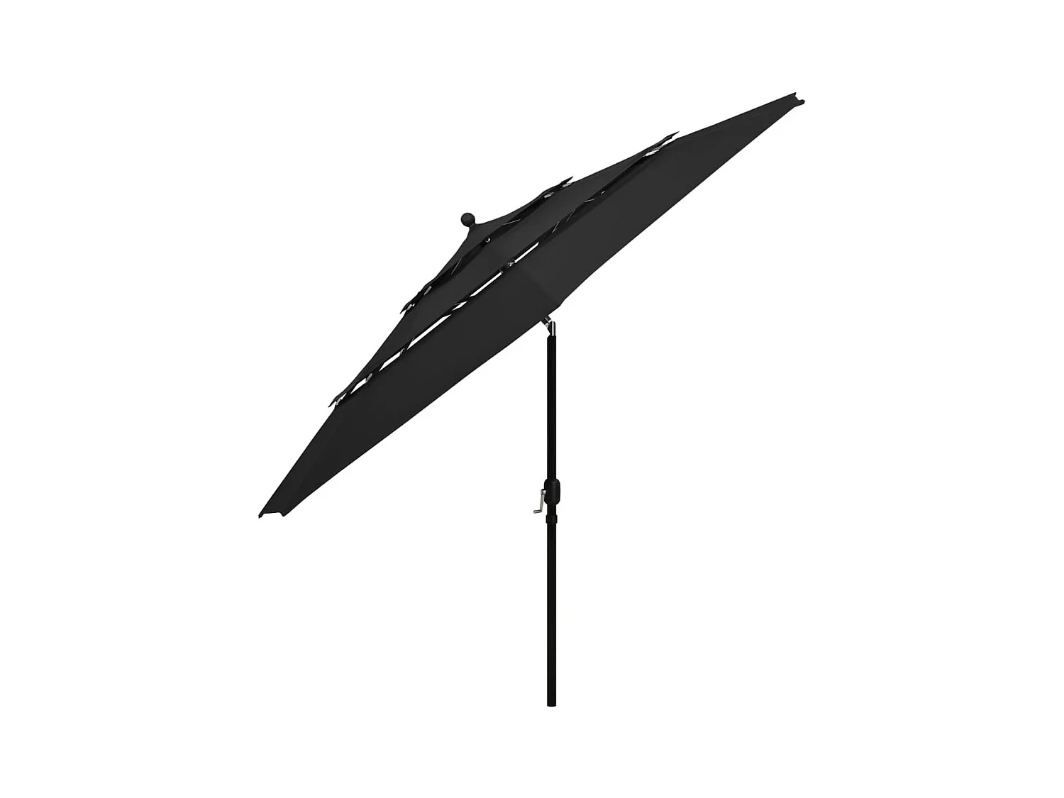 Parasol à 3 niveaux avec mât en aluminium Noir 3,5 m