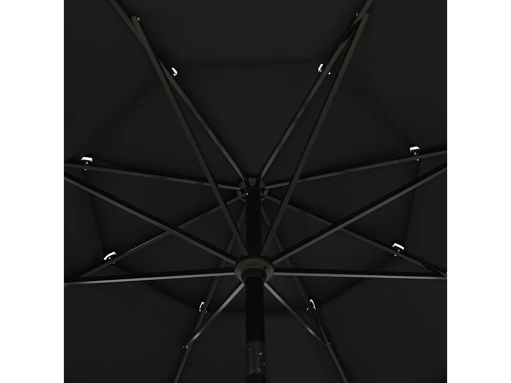 Parasol à 3 niveaux avec mât en aluminium Noir 3,5 m