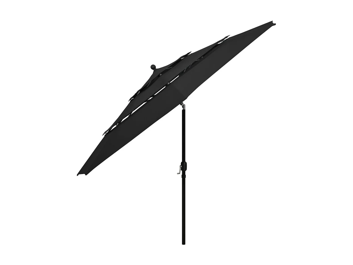 Parasol à 3 niveaux avec mât en aluminium Noir 3,5 m