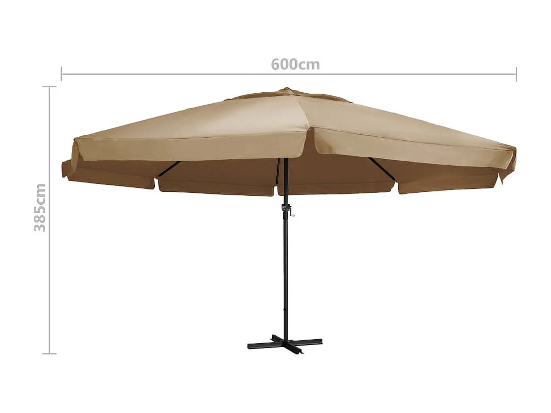 Parasol d'extérieur avec mât en aluminium 600cm Taupe