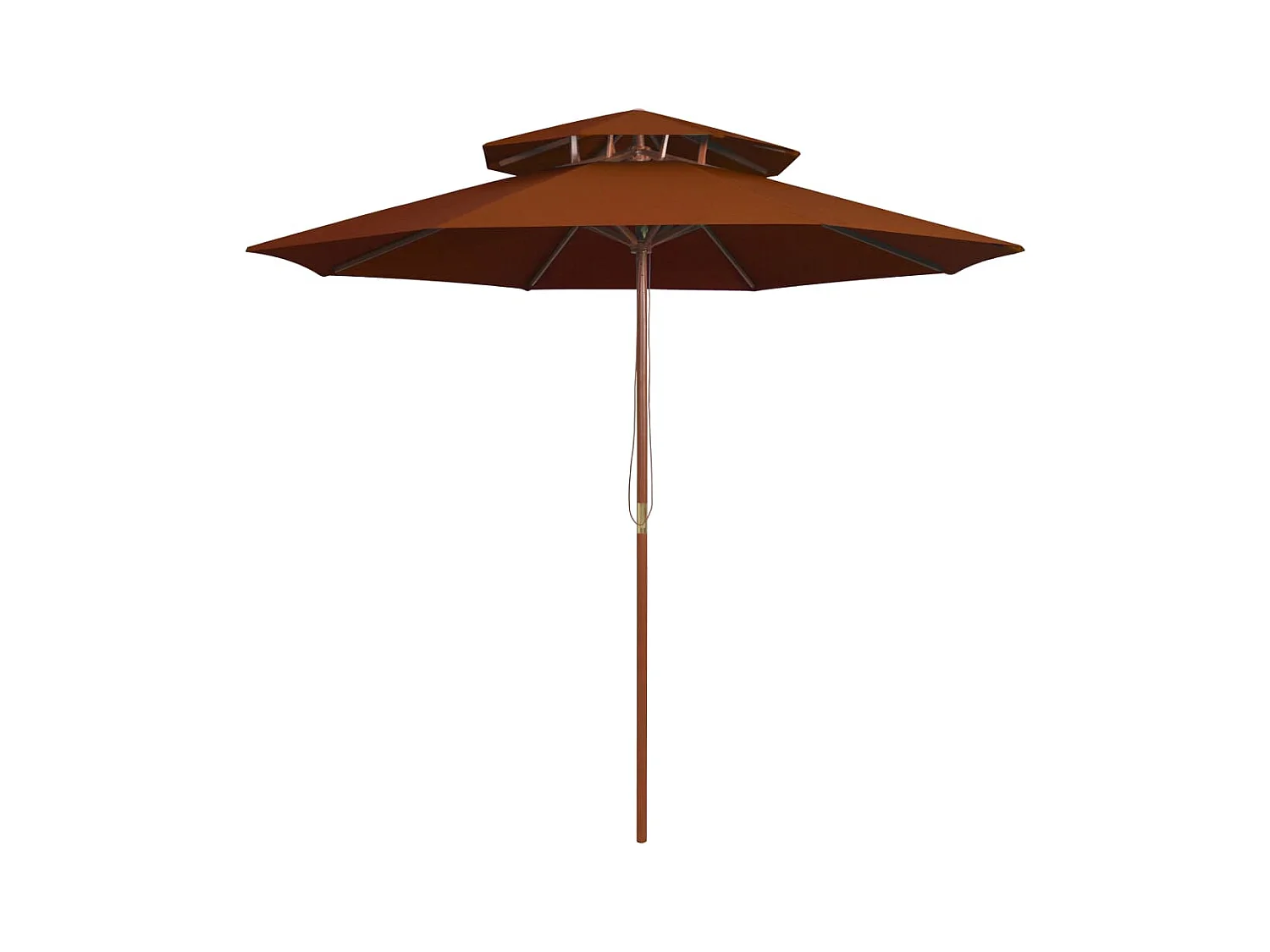 Parasol double avec mât en bois Terre cuite 270cm
