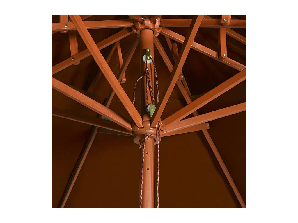 Parasol double avec mât en bois Terre cuite 270cm