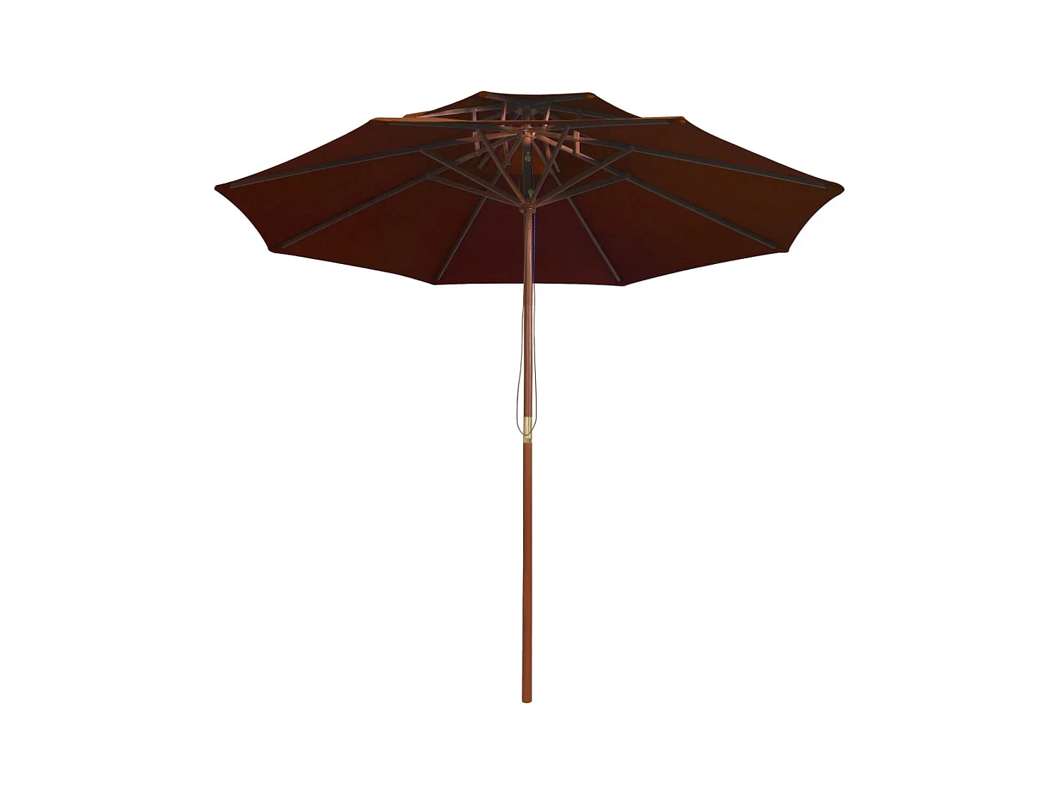 Parasol double avec mât en bois Terre cuite 270cm