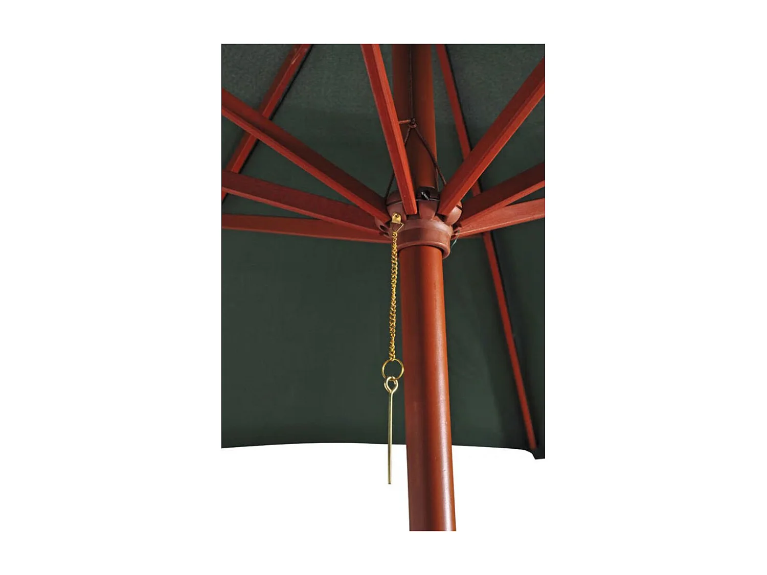 Parasol sur pied toile verte & bois 258cm