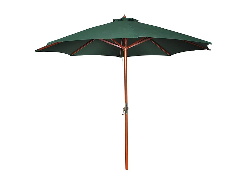 Parasol sur pied toile verte & bois 258cm