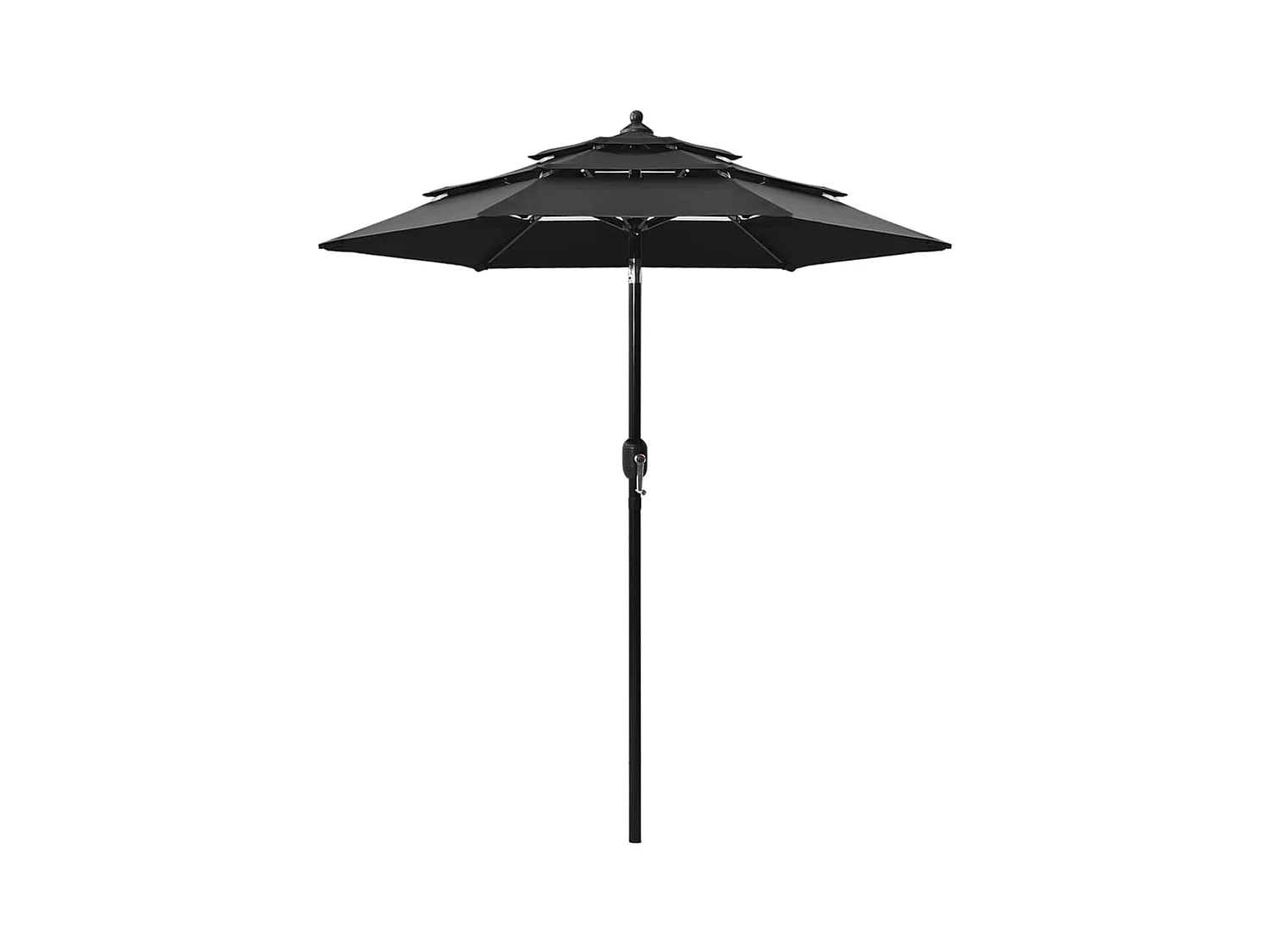 Parasol à 3 niveaux avec mât en aluminium Noir 2 m
