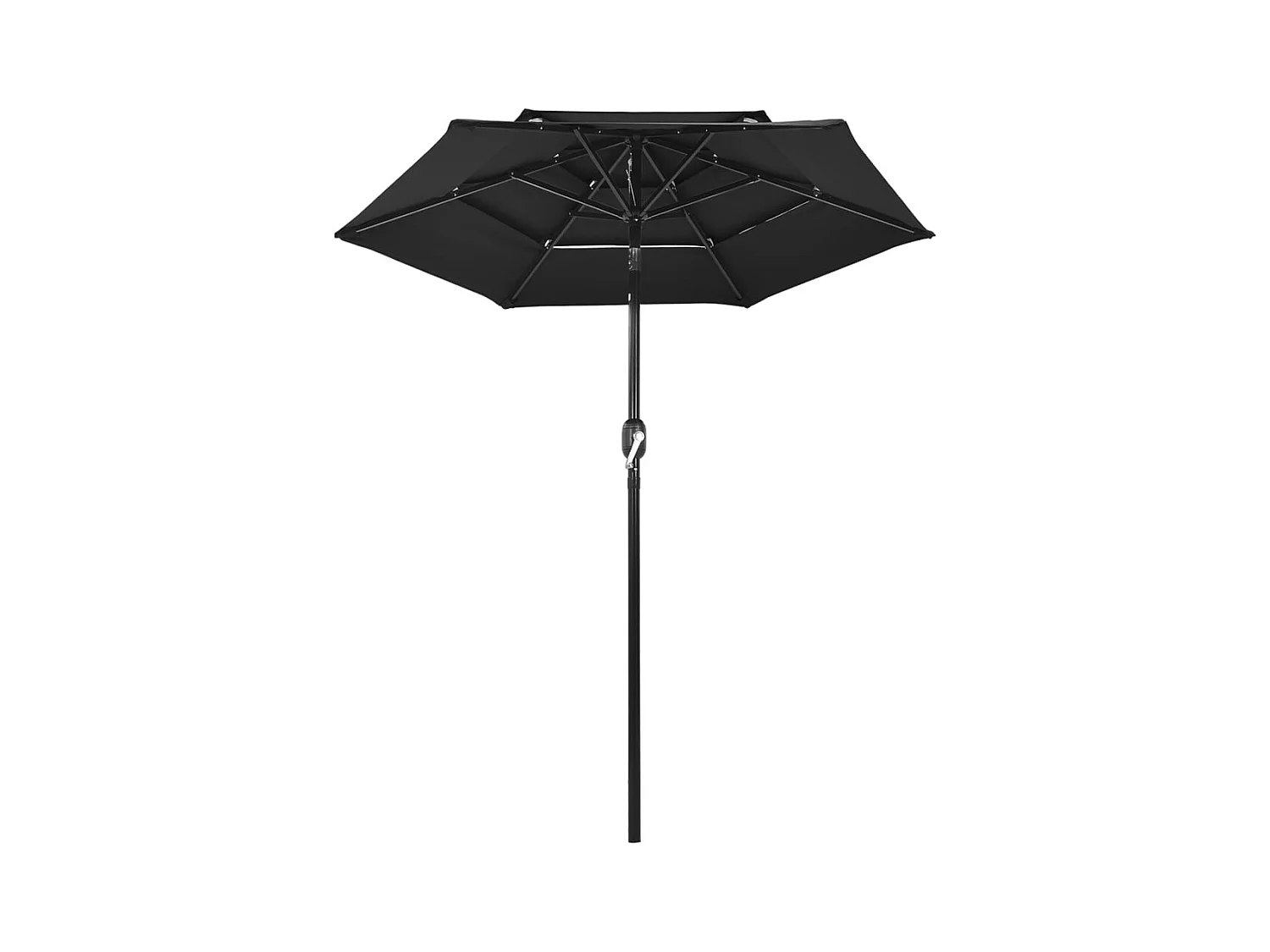 Parasol à 3 niveaux avec mât en aluminium Noir 2 m