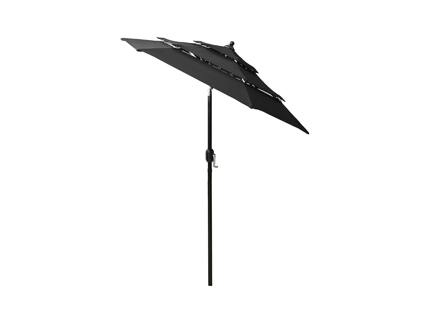 Parasol à 3 niveaux avec mât en aluminium Noir 2 m