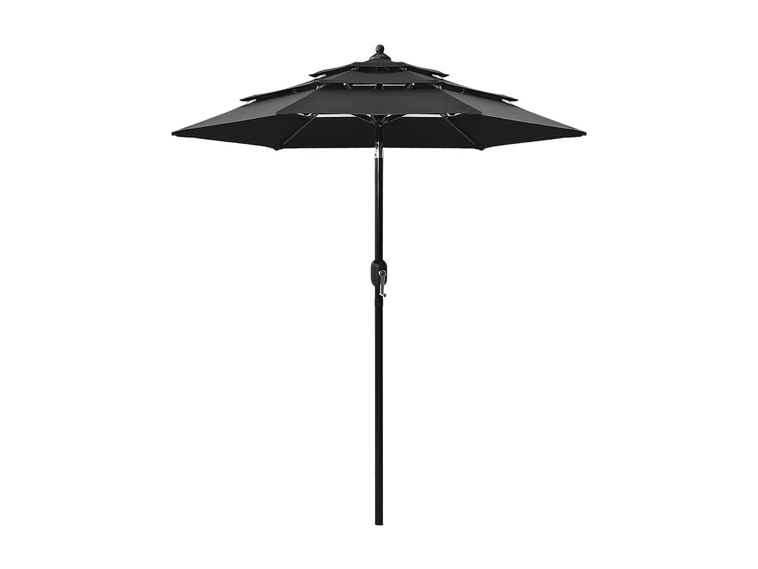 Parasol à 3 niveaux avec mât en aluminium Noir 2 m