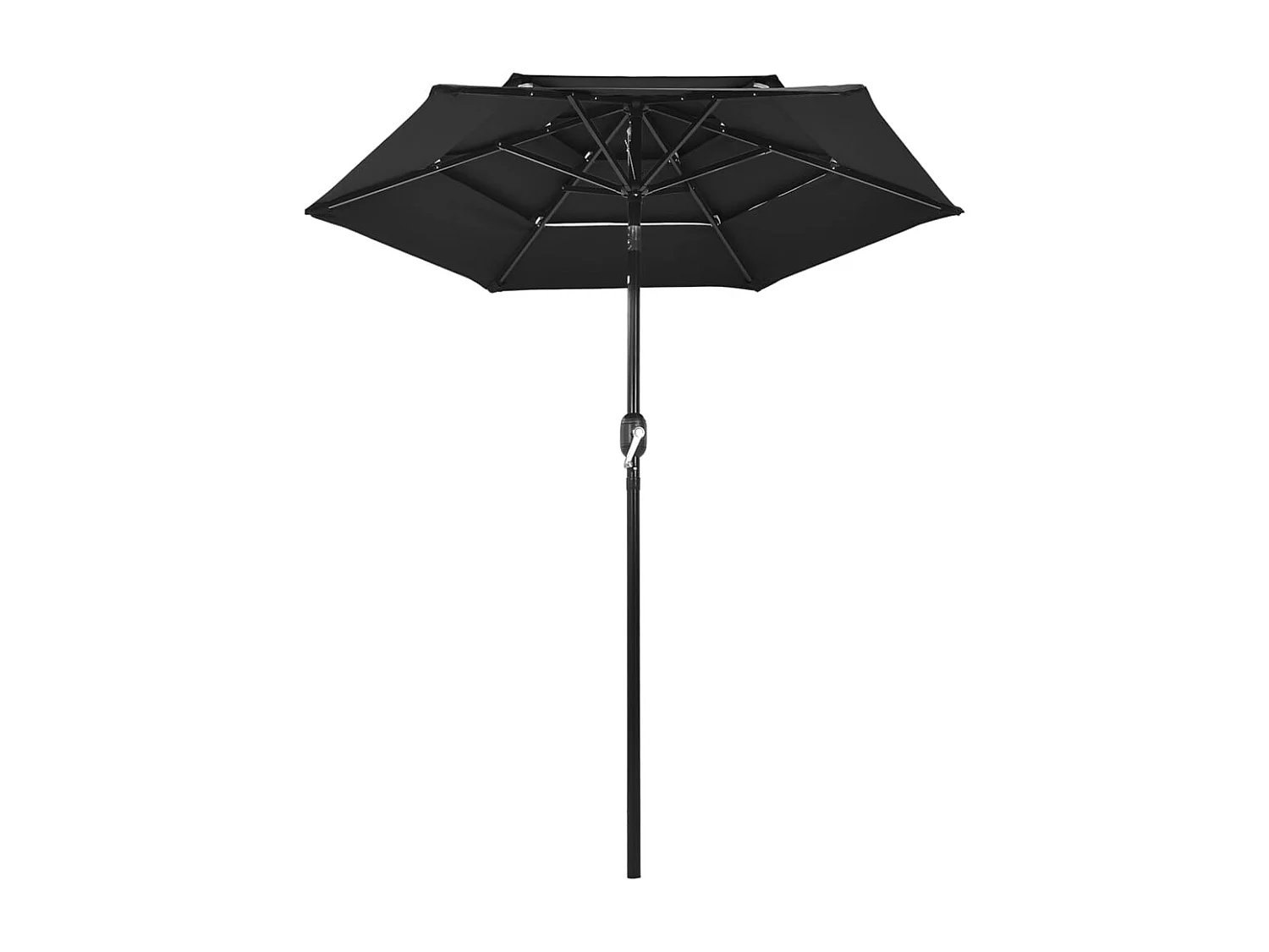 Parasol à 3 niveaux avec mât en aluminium Noir 2 m