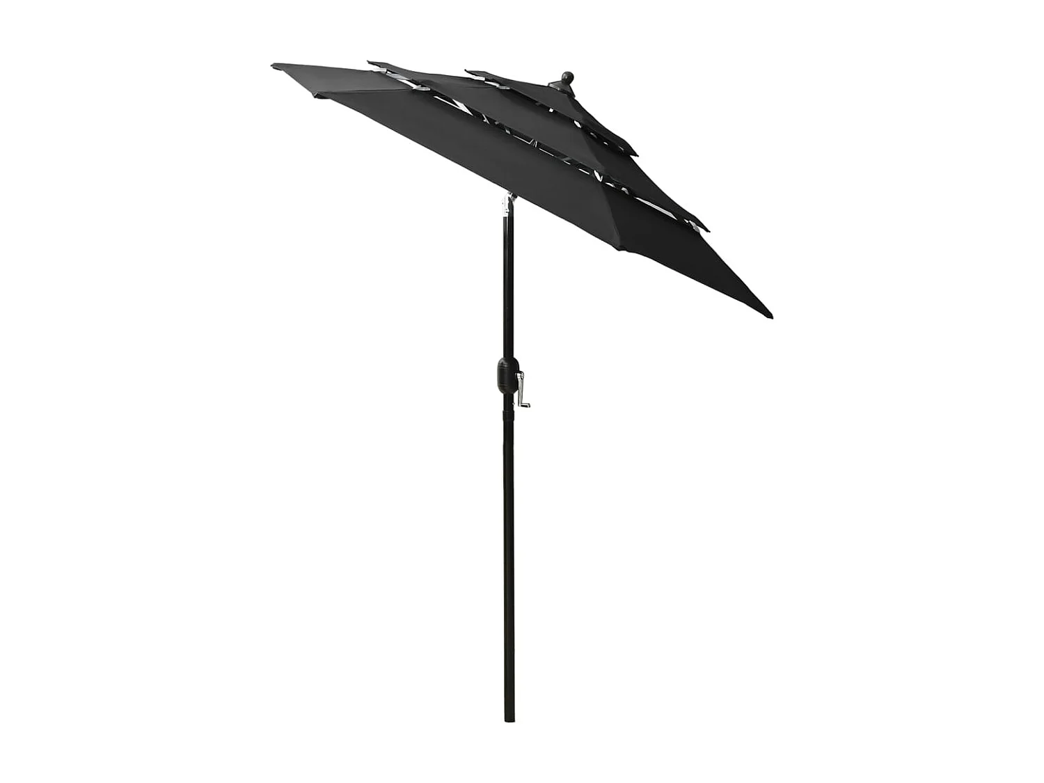 Parasol à 3 niveaux avec mât en aluminium Noir 2 m
