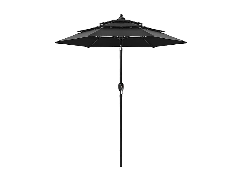 Parasol à 3 niveaux avec mât en aluminium Noir 2 m