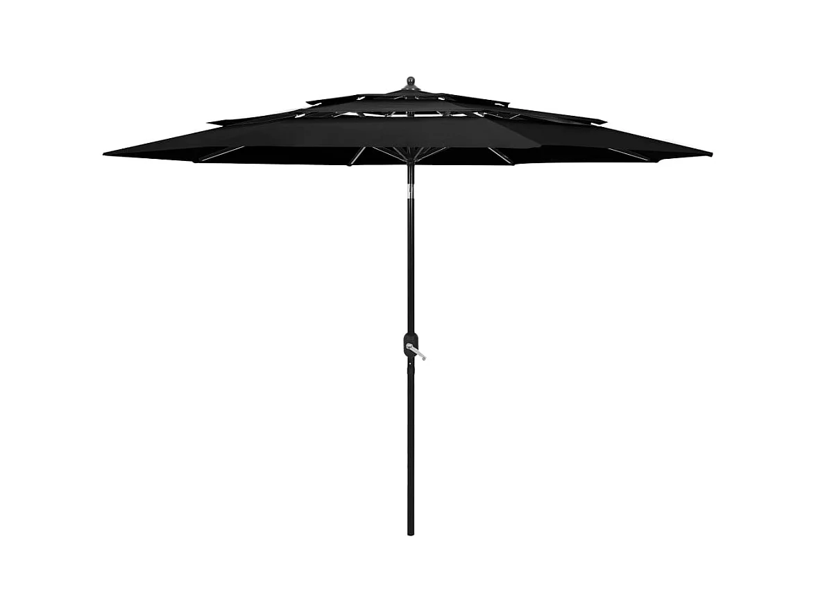 Parasol à 3 niveaux avec mât en aluminium Noir 3 m
