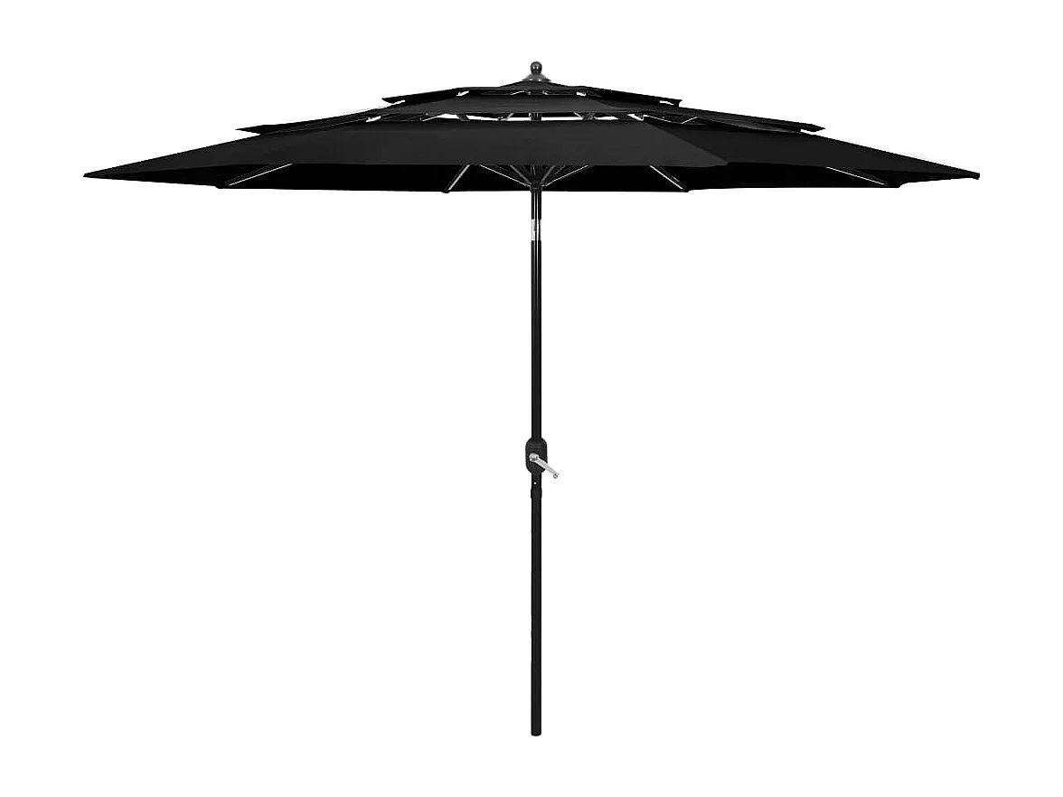 Parasol à 3 niveaux avec mât en aluminium Noir 3 m