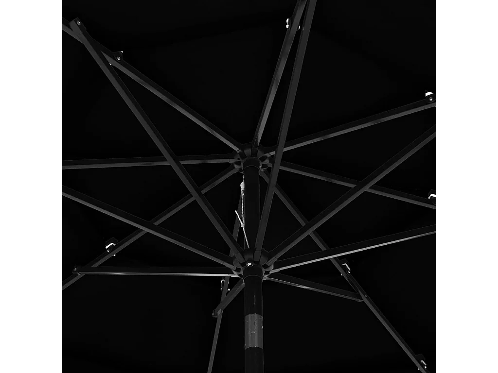 Parasol à 3 niveaux avec mât en aluminium Noir 3 m
