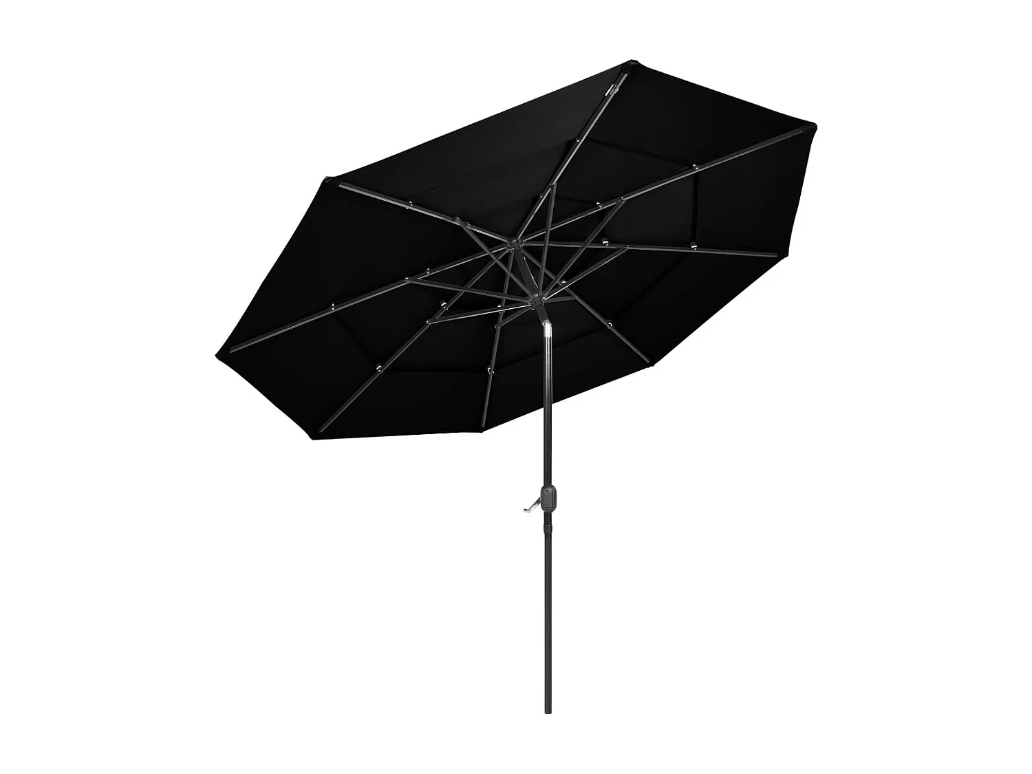 Parasol à 3 niveaux avec mât en aluminium Noir 3 m