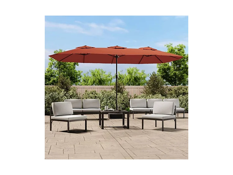 Parasol à double tête avec LED terre cuite 449x245