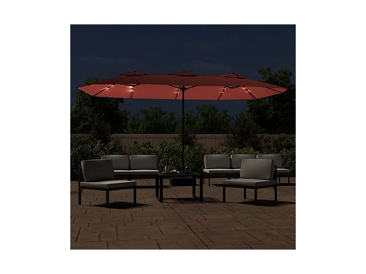 Parasol à double tête avec LED terre cuite 449x245