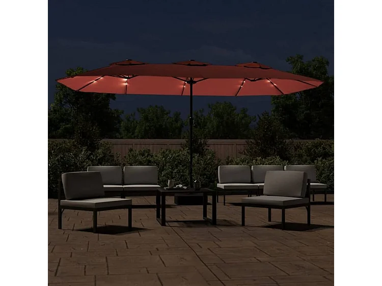 Parasol à double tête avec LED terre cuite 449x245