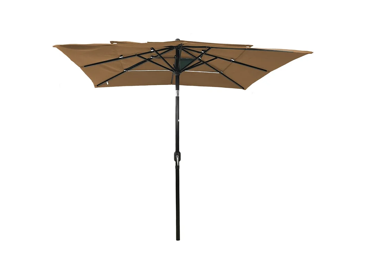 Parasol à 3 niveaux avec mât en aluminium Taupe 2,5x2,5 m