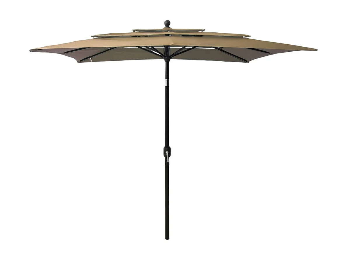 Parasol à 3 niveaux avec mât en aluminium Taupe 2,5x2,5 m