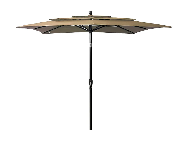 Parasol à 3 niveaux avec mât en aluminium Taupe 2,5x2,5 m
