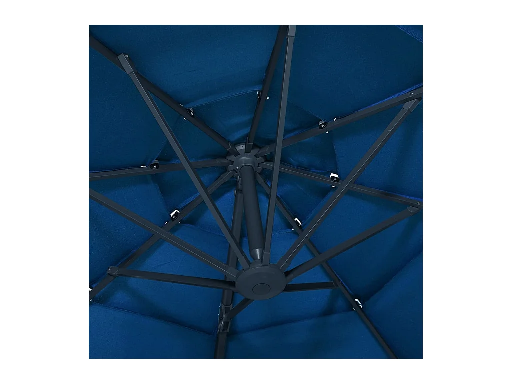 Parasol à 4 niveaux avec mât en aluminium Bleu azuré 3x3 m