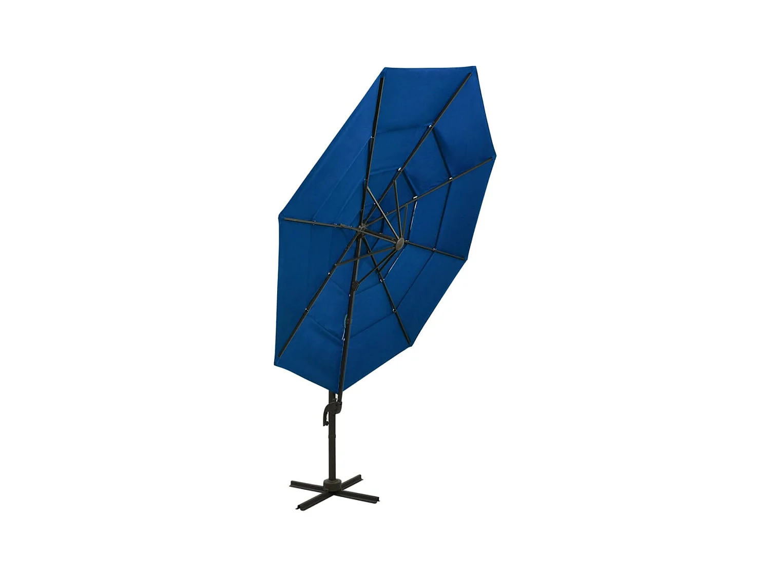 Parasol à 4 niveaux avec mât en aluminium Bleu azuré 3x3 m