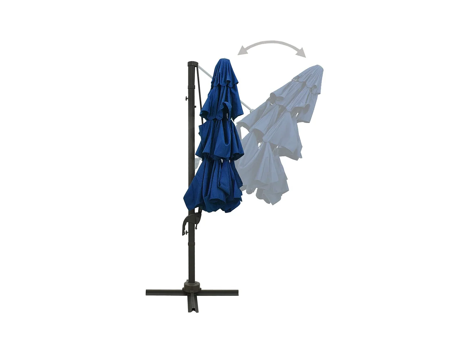 Parasol à 4 niveaux avec mât en aluminium Bleu azuré 3x3 m