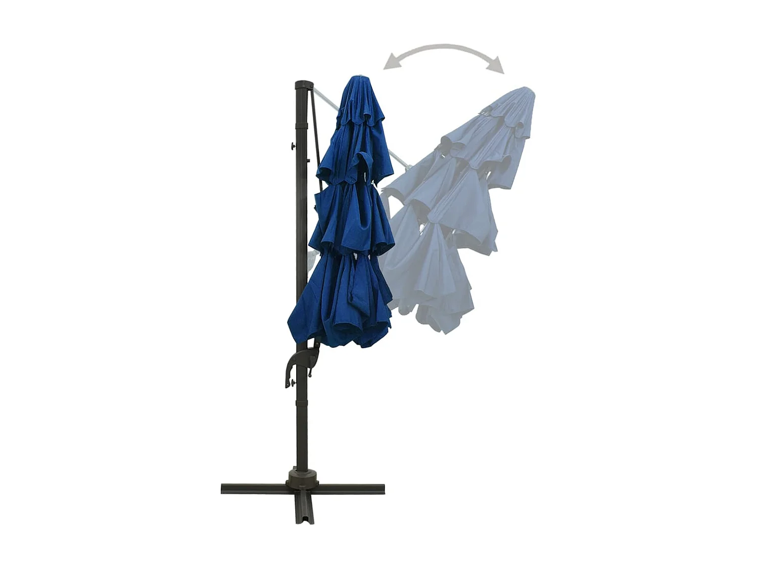 Parasol à 4 niveaux avec mât en aluminium Bleu azuré 3x3 m