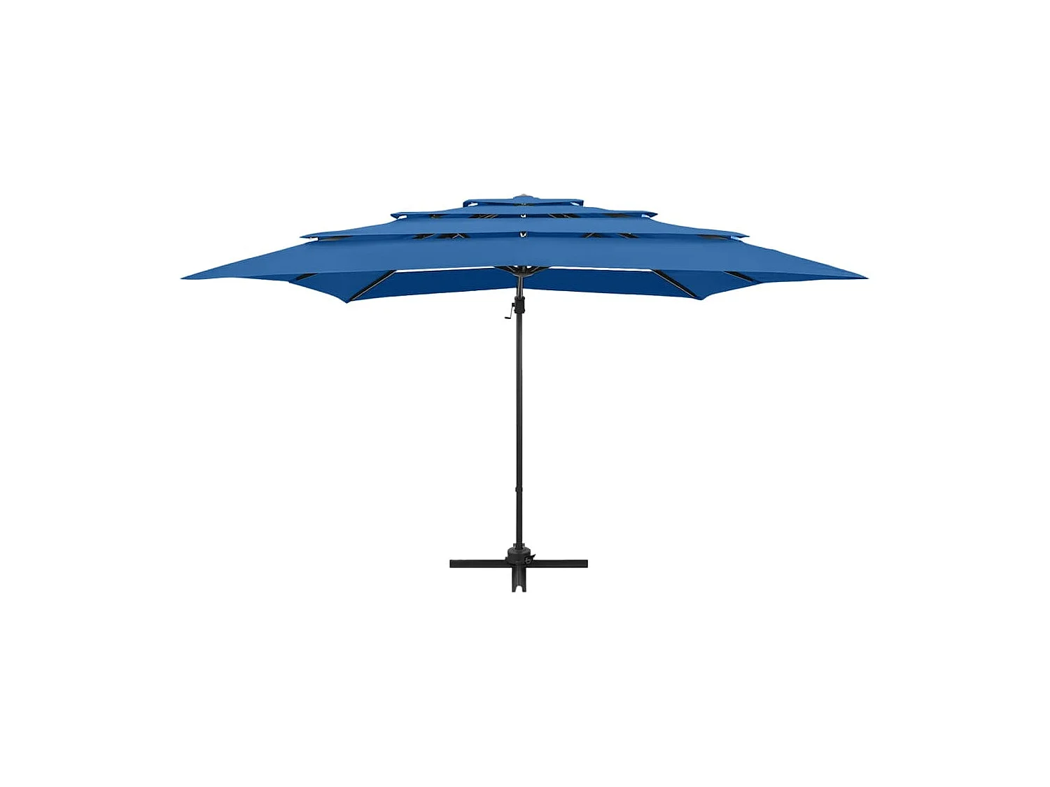 Parasol à 4 niveaux avec mât en aluminium Bleu azuré 250x250