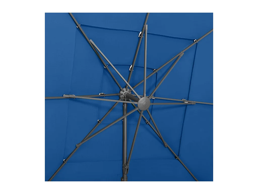 Parasol à 4 niveaux avec mât en aluminium Bleu azuré 250x250