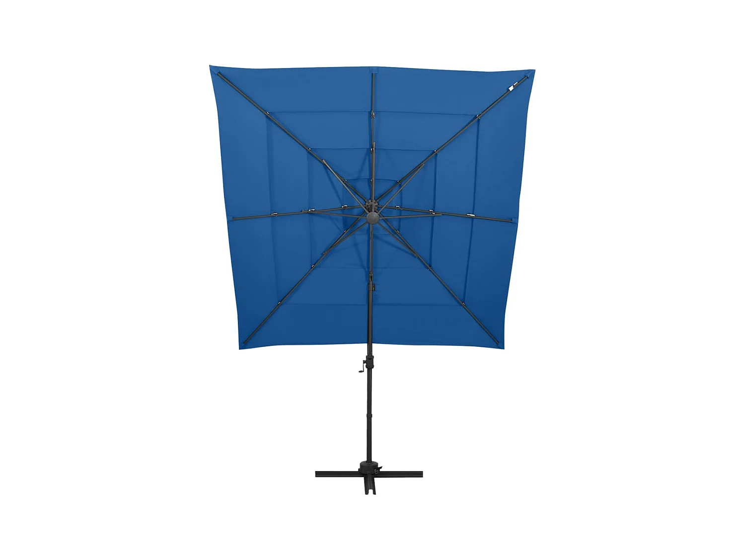 Parasol à 4 niveaux avec mât en aluminium Bleu azuré 250x250