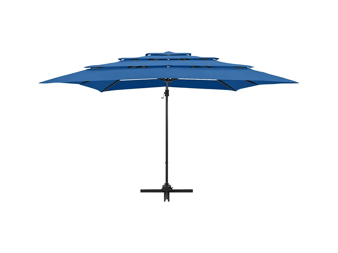 Parasol à 4 niveaux avec mât en aluminium Bleu azuré 250x250