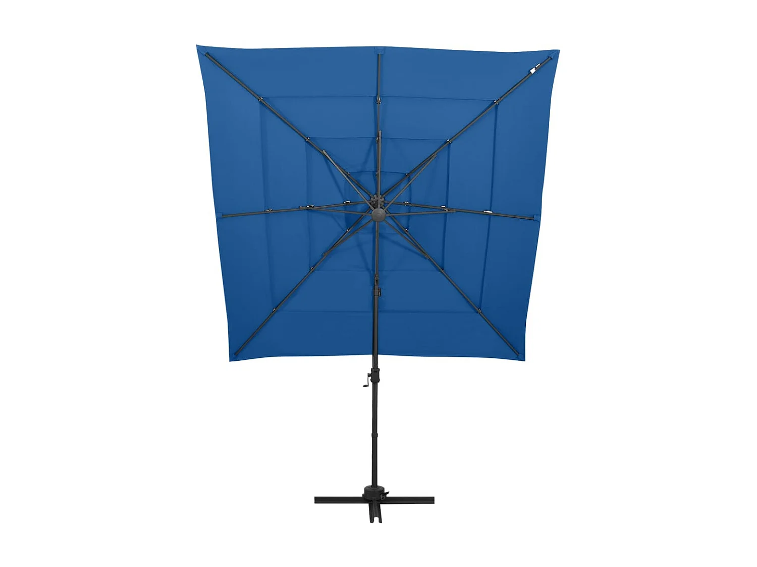 Parasol à 4 niveaux avec mât en aluminium Bleu azuré 250x250
