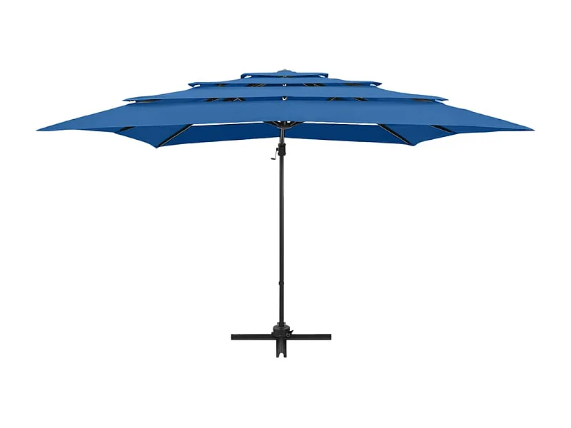 Parasol à 4 niveaux avec mât en aluminium Bleu azuré 250x250