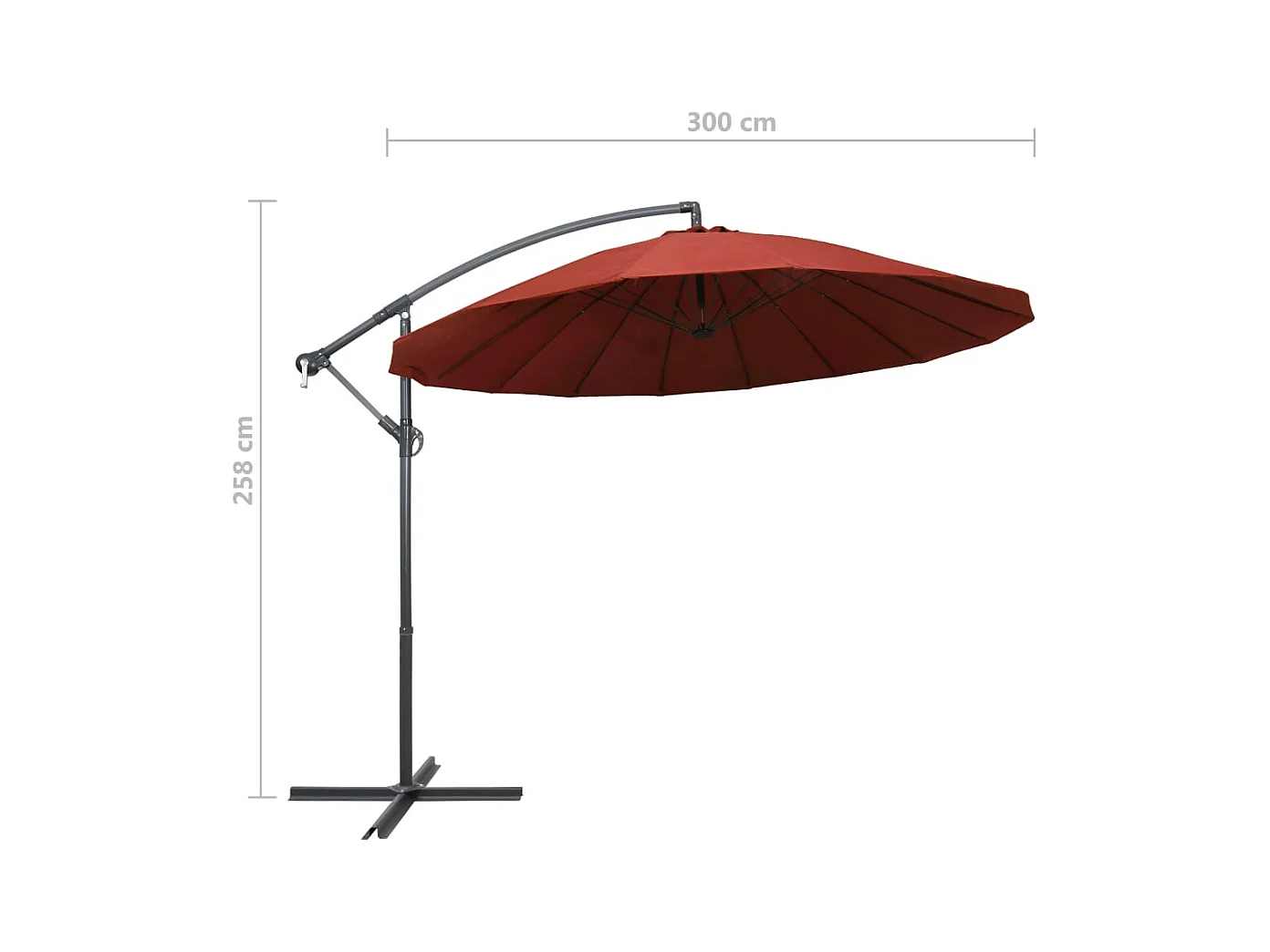 Parasol suspendu Terre cuite 3 m Mât en aluminium