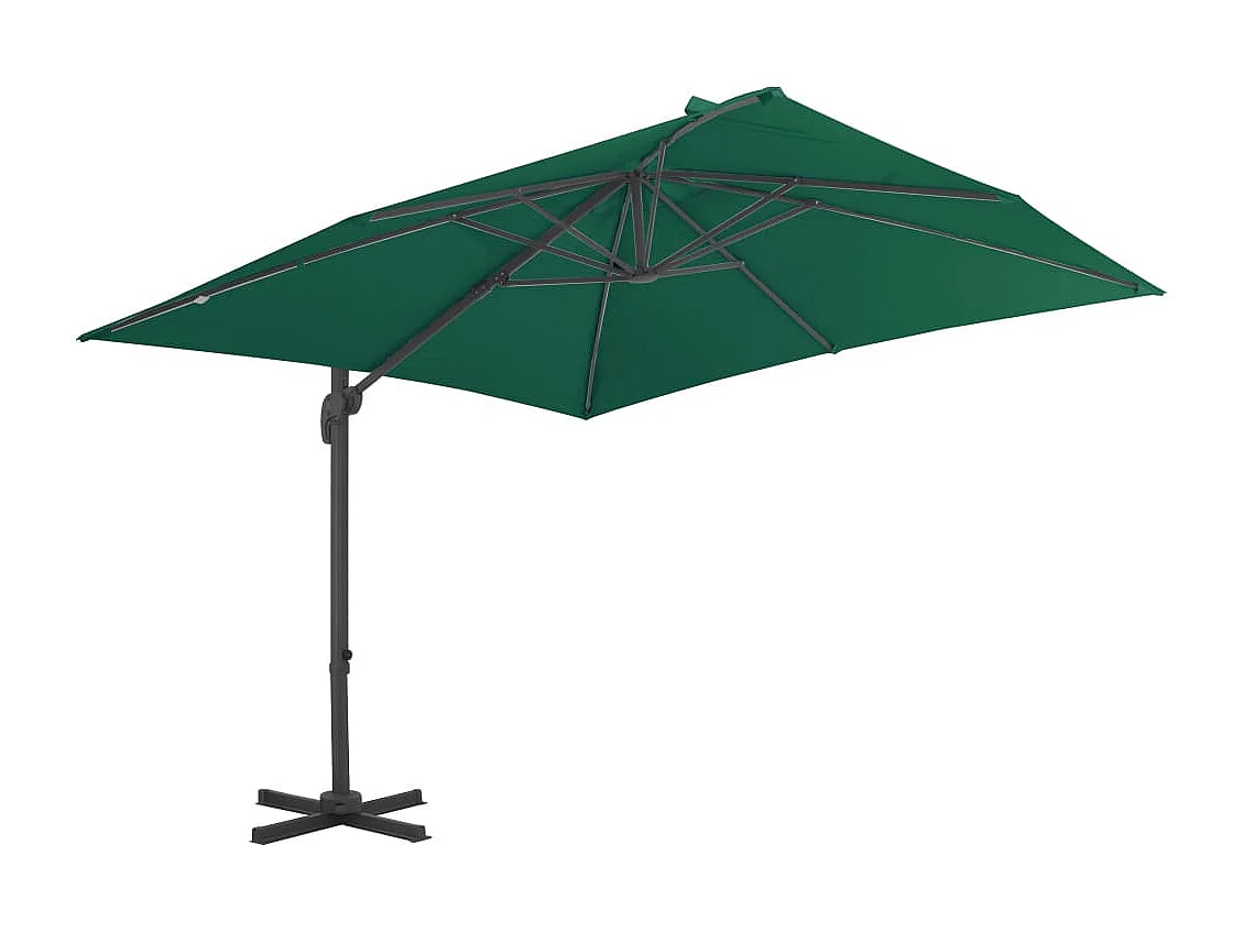 Parasol déporté avec mât en aluminium Vert 300x300