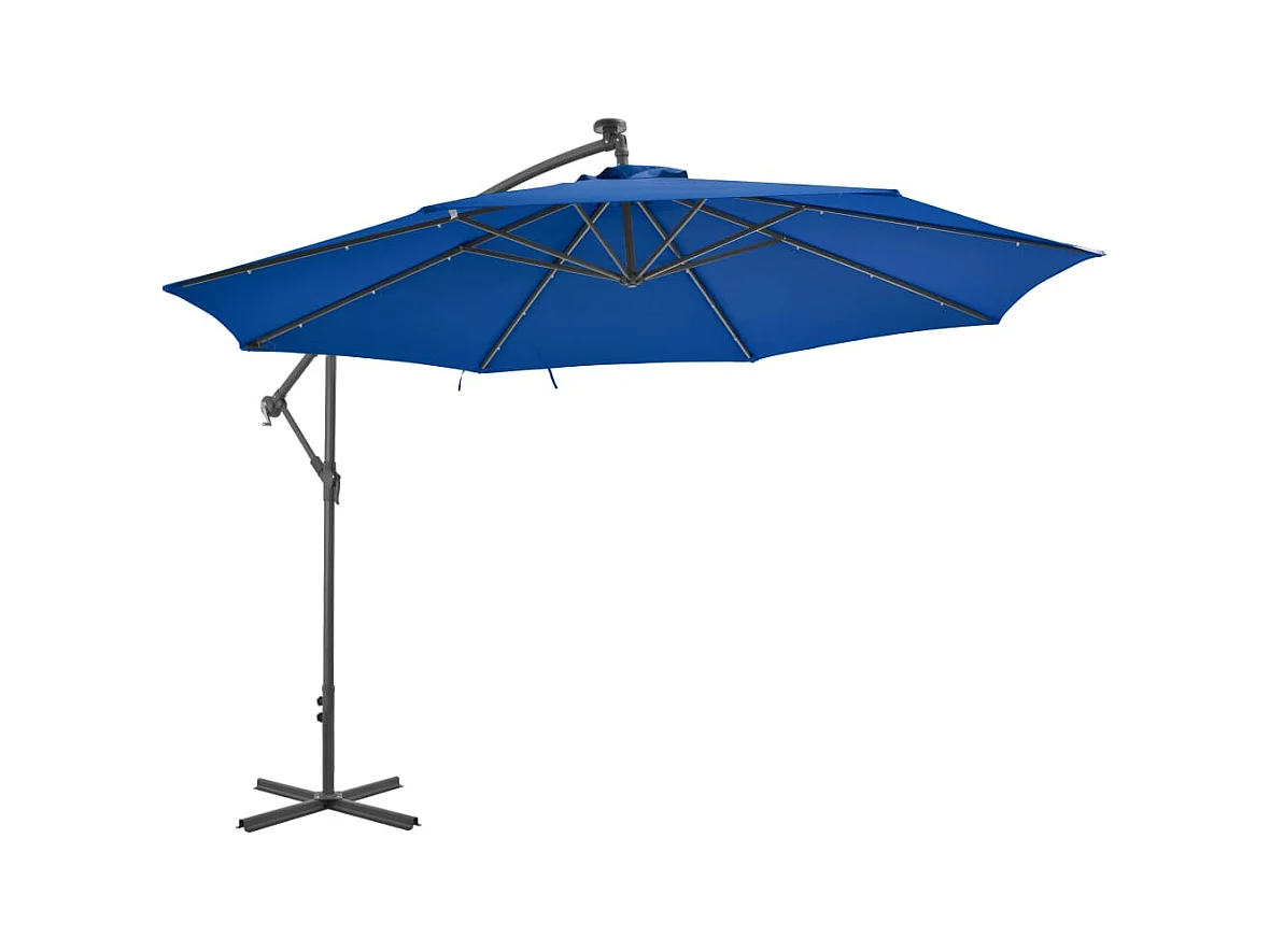 Parasol déporté avec mât en aluminium 350cm Bleu