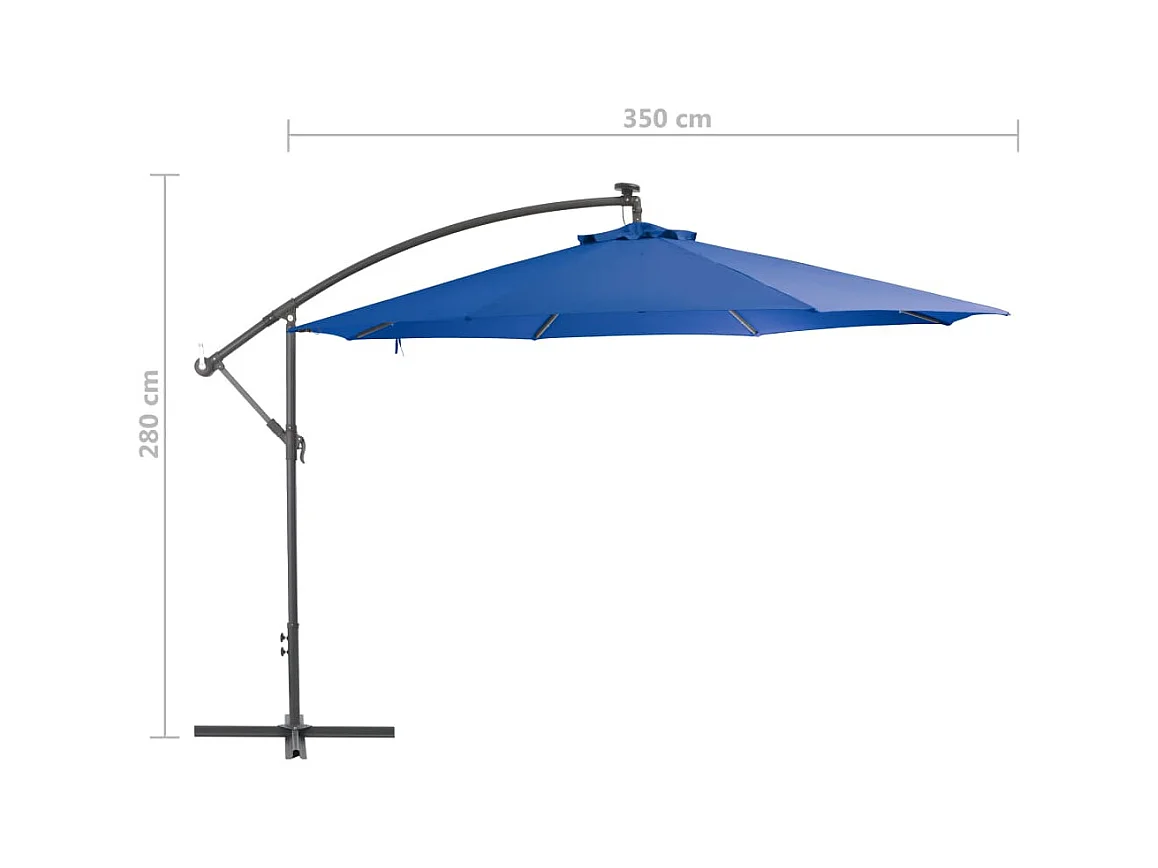 Parasol déporté avec mât en aluminium 350cm Bleu