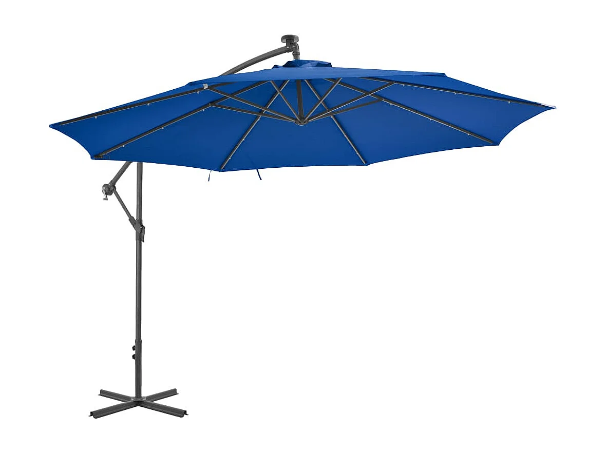 Parasol déporté avec mât en aluminium 350cm Bleu