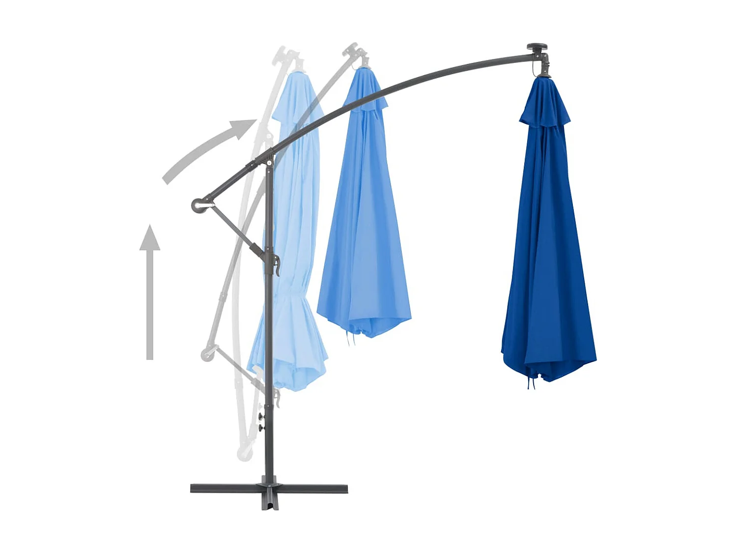 Parasol déporté avec mât en aluminium 350cm Bleu