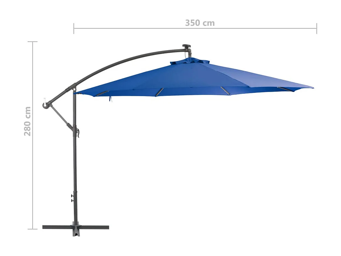Parasol déporté avec mât en aluminium 350cm Bleu