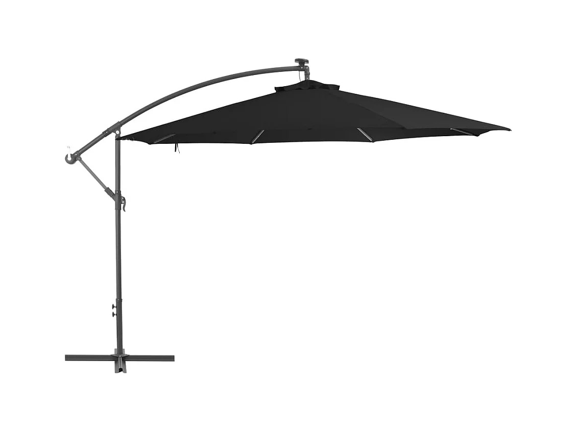 Parasol déporté avec mât en aluminium 350cm Noir