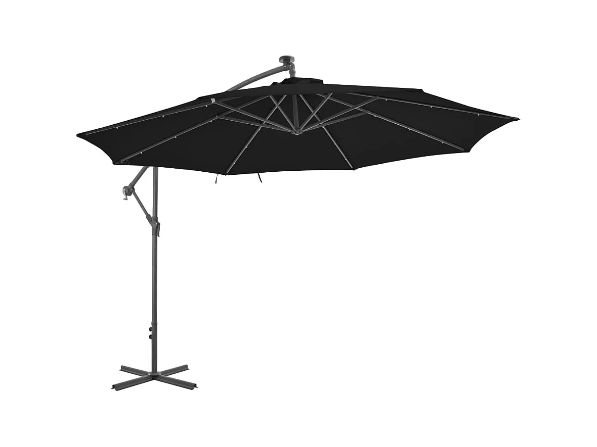 Parasol déporté avec mât en aluminium 350cm Noir