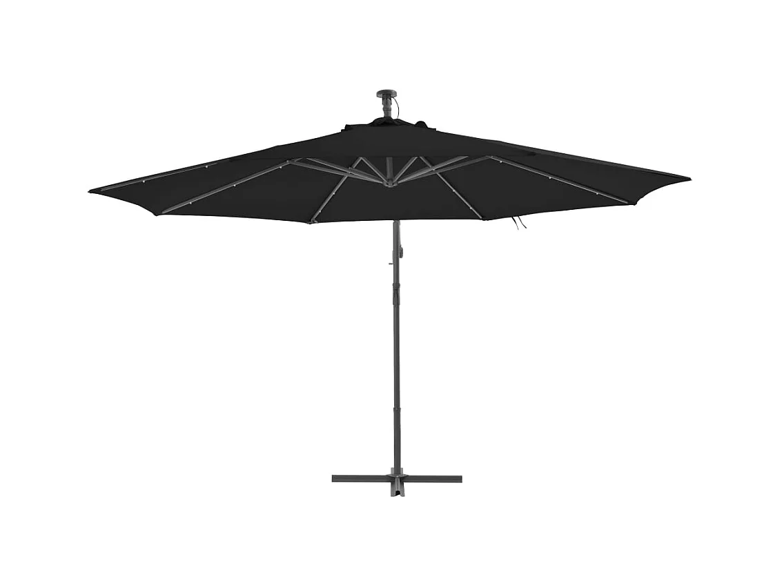 Parasol déporté avec mât en aluminium 350cm Noir