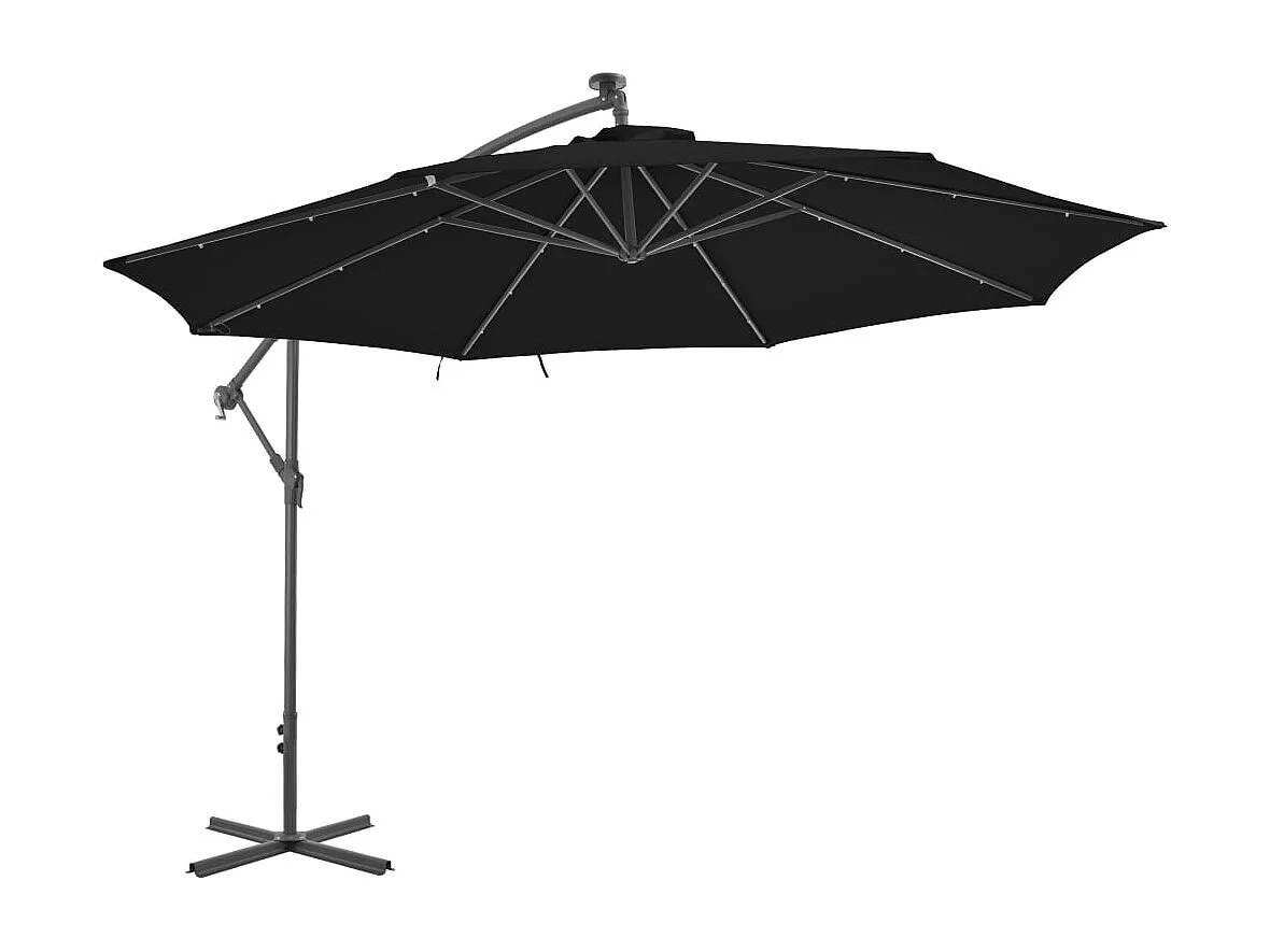 Parasol déporté avec mât en aluminium 350cm Noir
