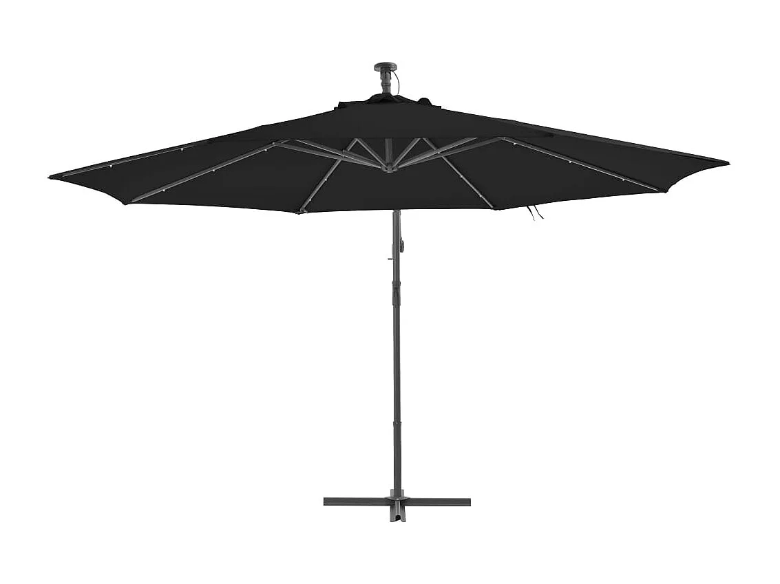 Parasol déporté avec mât en aluminium 350cm Noir