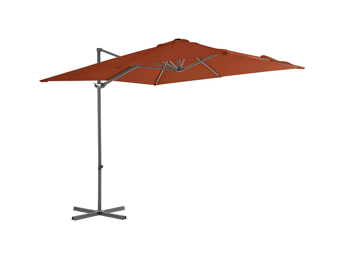 Parasol déporté avec mât en acier Terre cuite 250x250